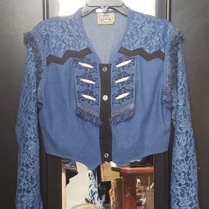 Cool Cropped Vintage Western Blouse tag size small 1849 Authentic Ranchwear USA